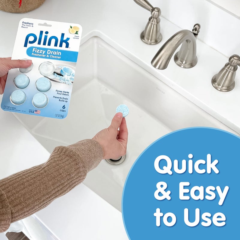 COMPAC HOME Plink Advanced Drain Cleaner & Deodorizer - Hard Water Scale Removal Technology with Fresh Lemon Scent, Family Size Bulk Pack for Kitchen Sinks & Garbage Disposals, 24 Tablets - Image 5